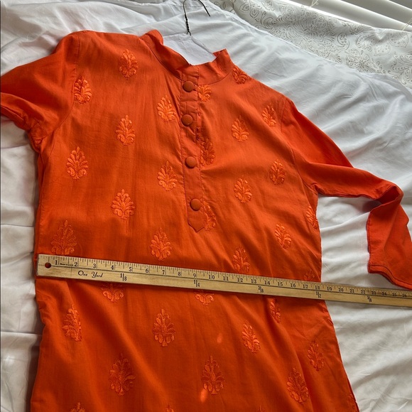 Orange kurta top thread Embroidery. S - Picture 8 of 13